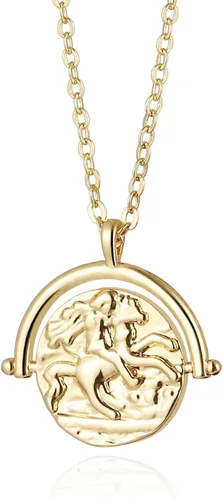 Vista 18 de Aobei Pearl Collar chapado en oro de 18 quilates con dije de cruz de corazón, corazón, estrella, león, mal de ojo, amor, medallón, clip de papel