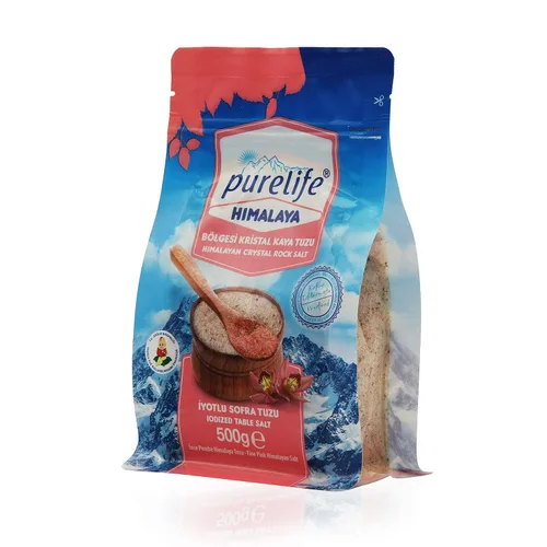 Vista 4 de Purelife Sal blanca del Himalaya y rosa fina yodada sin refinar – Sal de roca de cristal natural gourmet con minerales – de parte equilibrada