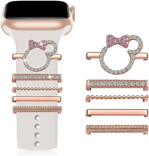 Vista 8 de Correa de reloj con abalorios, mejora tu correa de reloj con elegantes anillos decorativos compatibles con la correa de Apple Watch para iWatch