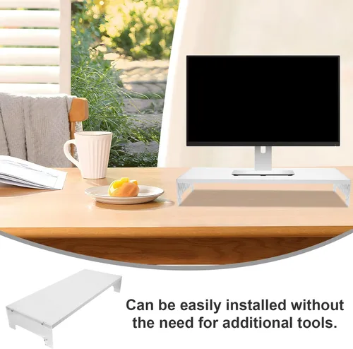 Vista 6 de SEWACC Soporte elevador de monitor acrílico con patas para almacenamiento de computadora y portátil, organizador de escritorio para reducir