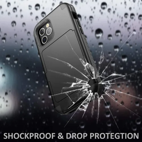 Vista 6 de WeLoveCase Defender - Funda tipo cartera compatible con iPhone 12/12 Pro 2020, tarjetero y espejo oculto, tres capas a prueba de golpes, resistente