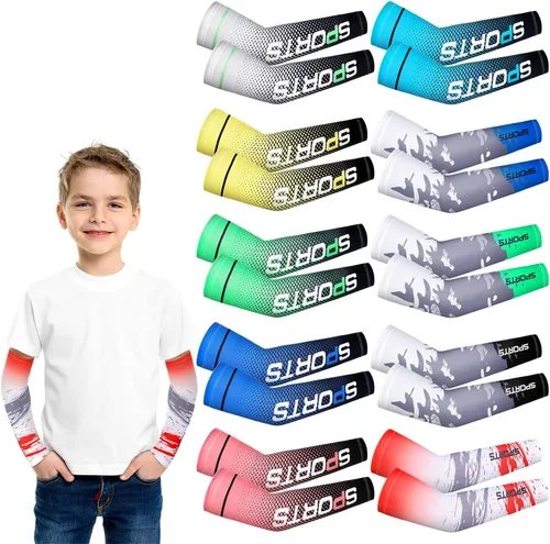 Vista 7 de Xuhal 10 Pairs Arm Sleeves for Kids Baseball UV Sun Protection Cooling Arm Sleeves Boys Football Basketball