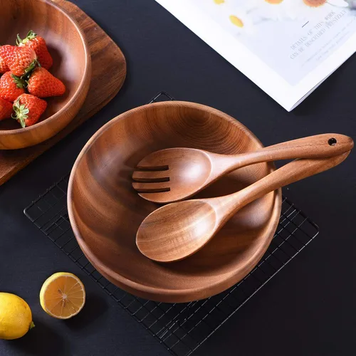 Vista 5 de GUDAMAYE - Juego de utensilios de cocina de madera, 6 cucharas de madera para cocinar, utensilios de cocina de madera, cucharas de madera de teca