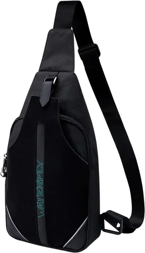 Vista 11 de WATERFLY - Mochila media bandolera con correa antirrobo para viajes, bolsa de pecho, de hombro