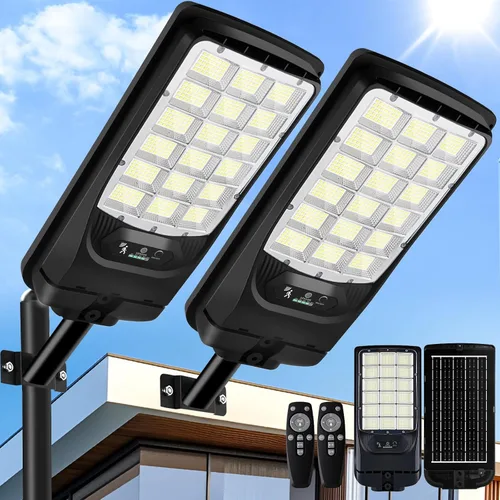Vista 8 de Solar Street Light Outdoor Waterproof, 23” Large Solar Light with Motion Sensor, 6500K Dusk to Dawn Security LED Flood Light, Commercial Outdoor