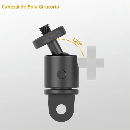 Vista 2 de Soporte de cámara de aluminio con rotación de 360 grados, montaje de adaptador ajustable de tornillo de 1/4, compatible con GoPro Hero Soporte