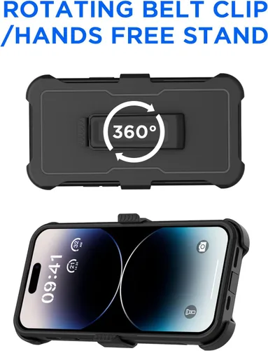 Vista 7 de AICase Funda para iPhone 14 Pro Max con protector de pantalla de vidrio + lente de cámara, resistente protección contra caídas, cuerpo completo
