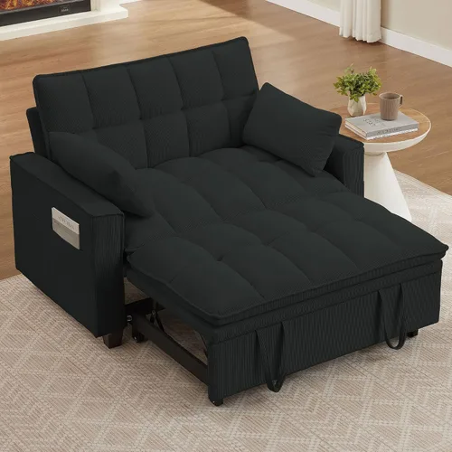 Vista 10 de 57" Small Loveseat Sofa, Mid Century Modern Love Seat Couch with Back Cushions and Plastic Legs, 2 Seater Couches for Living Room, Bedroom, Small