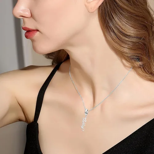 Vista 3 de QeenseKc Colgante de corazón con nombre personalizado para Pandora, pulsera europea, collar, regalo para mujeres y niñas