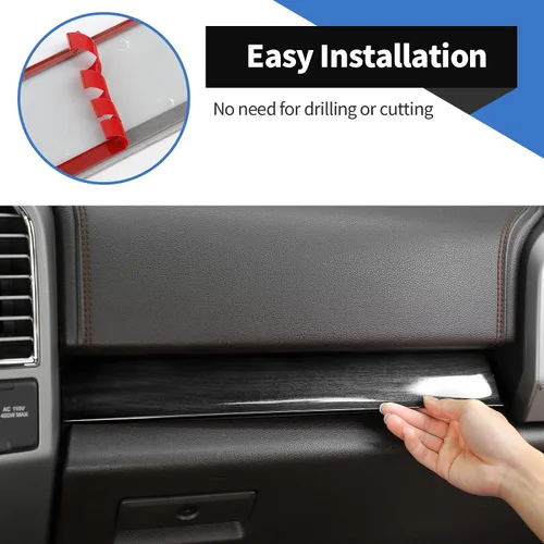 Vista 4 de Voodonala para Ford F-150 2015-2020 Cubierta de Panel de Consola Central Compatible con Ford F150 2015-2020 (ABS, Madera Negra, 4 Piezas/Set)