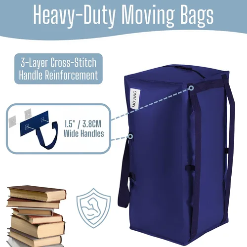 Vista 3 de VENO Paquete de 2 bolsas de mudanza, correas de mochila, mudanza, cajas de almacenamiento universitario, con tapas, resistentes, extragrandes, asas
