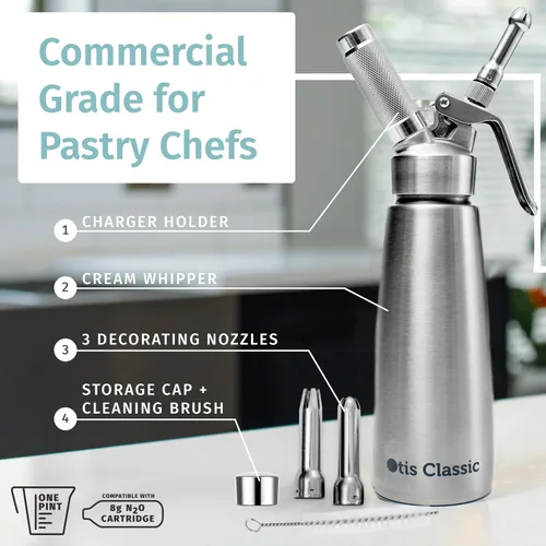 Vista 3 de Despachador de crema batida para cocinar, de acero inoxidable, para uso profesional, 500 ml