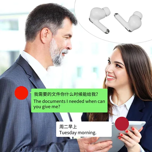 Vista 4 de Auriculares de traducción de 144 idiomas – Traductor de auriculares Bluetooth 5.3 con reducción de ruido, dispositivo de traductor en tiempo real
