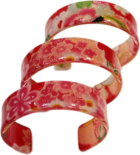 Vista 3 de N&N Find Japan Pulsera japonesa Kyoto Chirimen (rojorosa), Acrílico