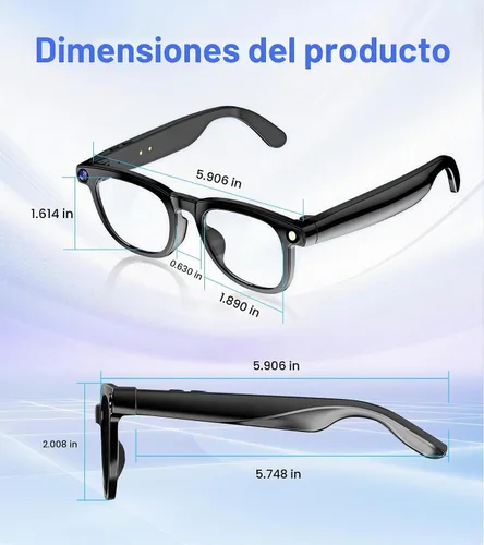 Vista 9 de Gafas inteligentes con cámara y Bluetooth – Gafas de IA para hombres, anti-temblor, traducción en tiempo real, reconocimiento de objetos, asistente