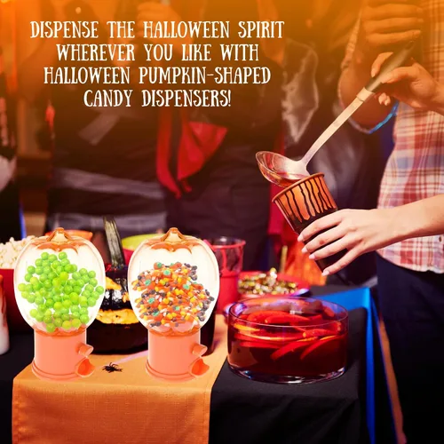 Vista 4 de A1U - Dispensador de dulces de plástico en forma de calabaza de Halloween de 6.5 pulgadas, organizador de almacenamiento para regalos de fiesta