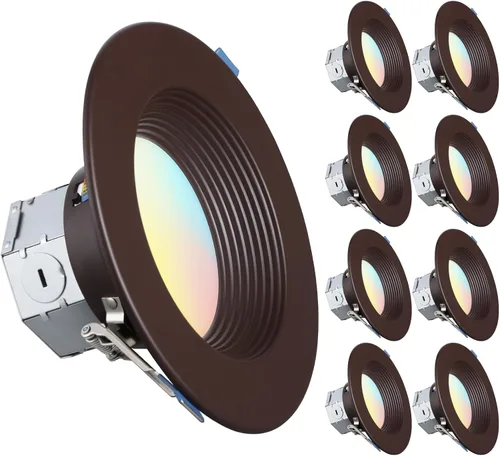 Vista 11 de TORCHSTAR Paquete de 8 luces LED empotrables 5CCT de 6 pulgadas, sin lata 2-Blanco
