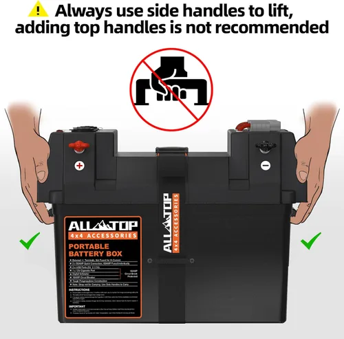 Vista 6 de Caja de Batería Inteligente ALL-TOP, Estuche Marino de 12V con Conectores de 50AMP, Múltiples Puertos y Interruptor de Circuito para Motor