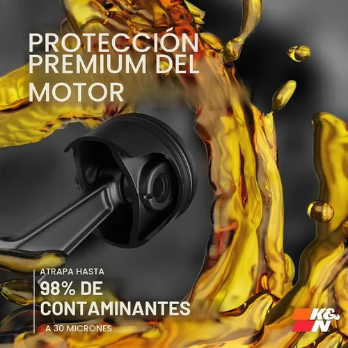 Vista 3 de Filtro de aceite K&N Powersports de alto rendimiento, Cromado