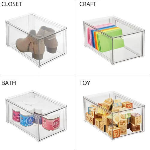 Vista 7 de Papelera mDesign apilable, con cajón extraíble, para cocina, transparente