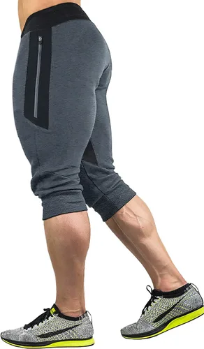 Vista 2 de FASKUNOIE - Pantalones deportivos cortos para hombre, pantalones capri casuales de algodón, pantalones cortos de 34 hasta por debajo de la rodilla