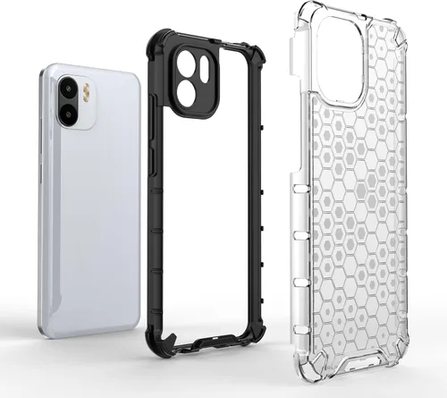 Vista 5 de Pzwoxukhov Funda compatible con Redmi A1, compatible con Redmi A2 Honeycomb Anti-caída Absorción de Golpes Negro
