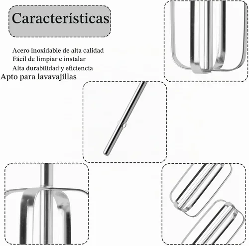 Vista 3 de 2 piezas de accesorios para batidora de mano, batidores para batidora de mano para cocina, piezas de repuesto de acero inoxidable para KitchenAid
