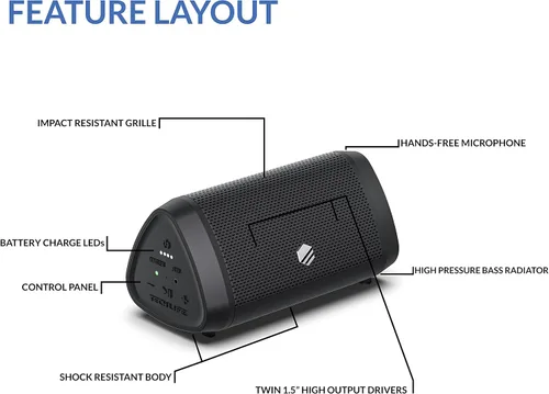 Vista 7 de Tech-Life Mini altavoz Bluetooth inalámbrico portátil pequeño con alto volumen para actividades al aire libre - Altavoz Bluetooth impermeable