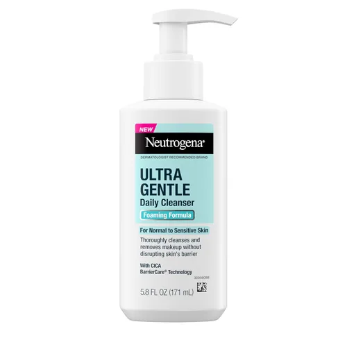Vista 10 de Neutrogena Limpiador facial espumoso ultra suave, lavado facial hidratante sin fragancia para pieles sensibles, removedor de maquillaje diario sin