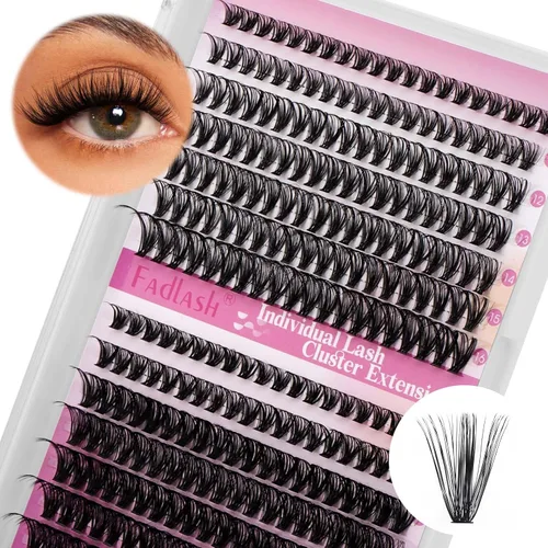 Vista 53 de Extensiones de racimos de pestañas con bandeja grande, pestañas individuales 10D 20D, mezcla natural, suave, C Cur negro, imitación de visón