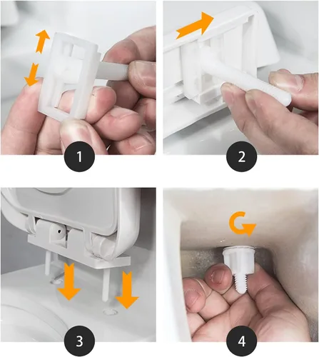 Vista 3 de 2 pares de tornillos de asiento de bisagra de plástico para asiento de inodoro de montaje superior resistente blanco