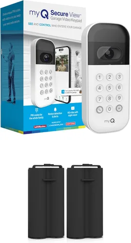 Vista 10 de myQ - Teclado inteligente de video para puerta de garaje + kit de adaptador de corriente con cable, con cámara gran angular, códigos PIN