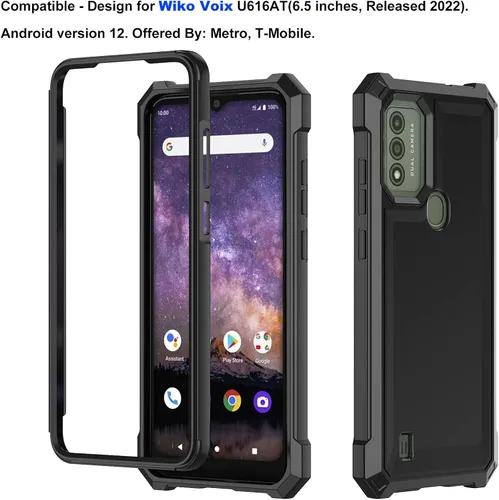 Vista 2 de Ailiber - Funda para Wiko Voix, doble capa, protector de pantalla, color negro Air-Guard Corners, Shockproof Flexible TPU Bumper, Slim Hard Back