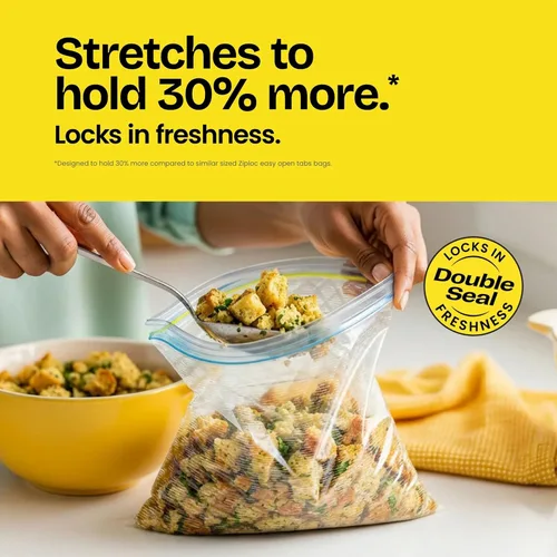 Vista 2 de Bolsas de plástico para almacenamiento de alimentos Glad Flex'N Seal, de galón, 35 unidades (el paquete puede variar)