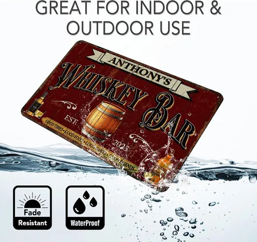 Vista 5 de Chico Creek Signs Letrero de Bar de Whisky - Decoración de Bar de Aluminio Compuesto Rústico de 30.5 cm x 30.5 cm para Montaje en Pared