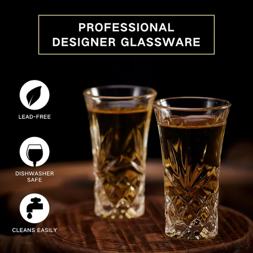 Vista 3 de JAIEF Vasos de tequila con base pesada, vasos cordiales de vidrio de chupito, 2 oz (3)