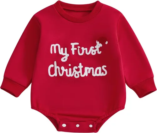 Vista 11 de MERSARIPHY Ropa de Navidad para bebé, sudadera para bebé, niño, niña, mameluco de Papá Noel para bebé, trajes de otoño e invierno Waffle