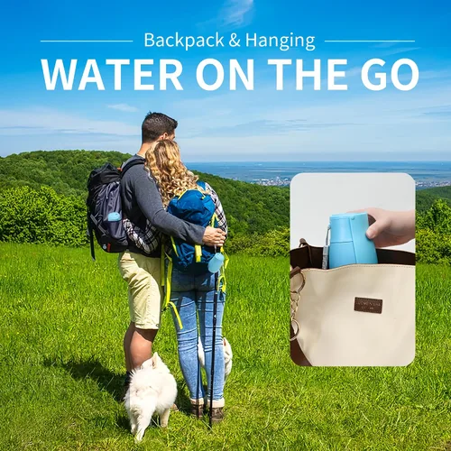 Vista 6 de Botella de agua para perros, cuenco de agua de viaje para cachorros, dispensador de agua portátil a prueba de fugas para cachorros, botella de agua