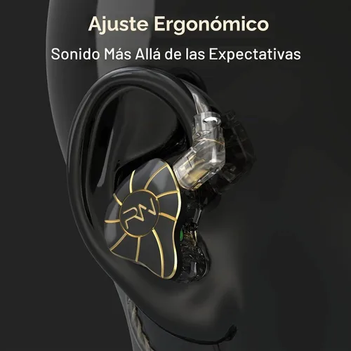Vista 4 de RevoNext - Auriculares HiFi IEM con micrófono, auriculares híbridos 4BA+1DD con cable, auriculares con monitor intrauditivo con cable desmontable