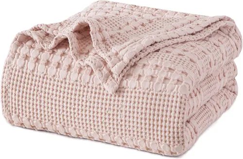 Vista 13 de PHF Manta ligera de punto gofre 100% algodón para cama, King, color blanco 02 Blanco