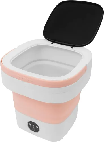 Vista 5 de Lavadora portátil de 12 litros, mini lavadora plegable con cesta de drenaje, mini lavadora pequeña para ropa de bebé, mini lavadora para ropa