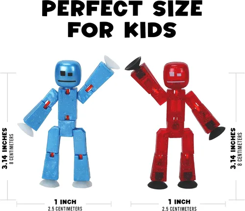 Vista 5 de Zing StikBot - Paquete doble de StarFrost Blue & Comet Red – 2 figuras de acción coleccionables posables, juguete de animación con ventosa