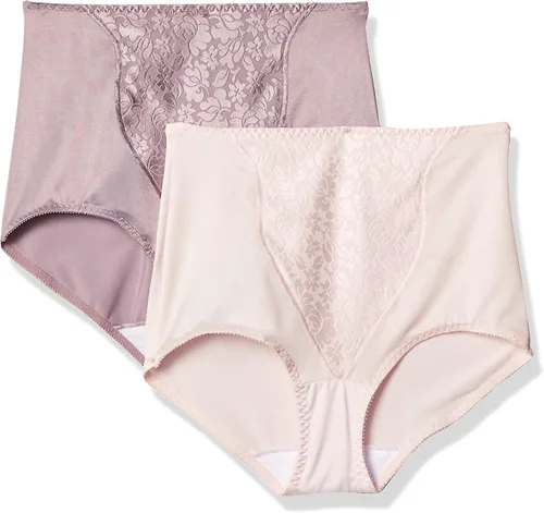 Vista 5 de Bali Bragas moldeadoras para mujer con doble soporte y control ligero con encaje Fajas, paquete de 2 DFX372 Negro/Negro