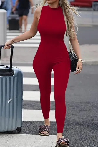 Vista 2 de PRETTYGARDEN Enterizo ajustado de verano para mujer, casual, sin mangas, elástico, de una pieza, ajustado, para mujer