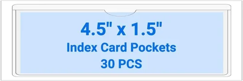 Vista 37 de 30 PCS Clear Self Adhesive Plastic Label Pockets, Top Loading Business & Library Index Card Holders, Peel and Stick Sleeves for Storage Bins, Totes