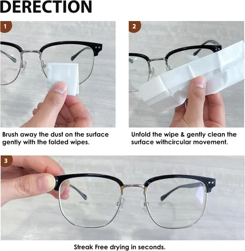 Vista 6 de 200 unidades de toallitas para lentes de gafas, toallitas limpiadoras de lentes prehumedecidas envueltas individualmente, sin arañazos y sin dejar