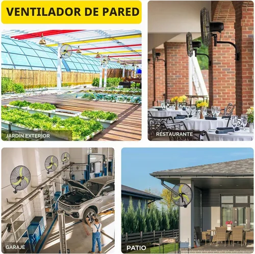 Vista 8 de FUGOO Ventilador de pared oscilante de 30 pulgadas con control remoto, motor BLDC, amplio rango de flujo de aire de 3200 CFM a 8800 CFM, ventilador