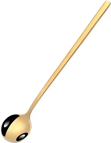 Vista 6 de Juego de 4 cucharas de té helado de mango largo, cucharas de café chapadas en oro para café expreso, azúcar, postre, pastel, helado, cóctel