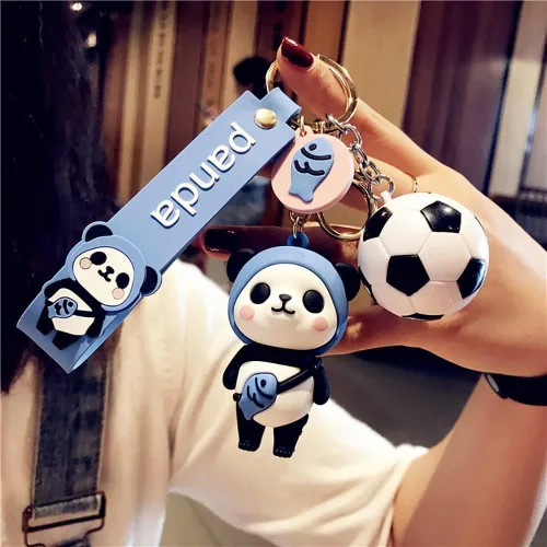 Vista 2 de HSYHERE Lady Girl Lindo PVC Panda Llavero Creativo Regalo de Año Nuevo Animal Colgante Llavero de Metal Llavero