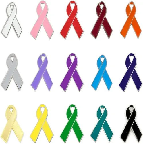 Vista 50 de PinMart Awareness - Pin de solapa esmaltado – Pin de cinta chapado en níquel y oro – Cinta de prevención y conciencia – Broche de joyería con parte